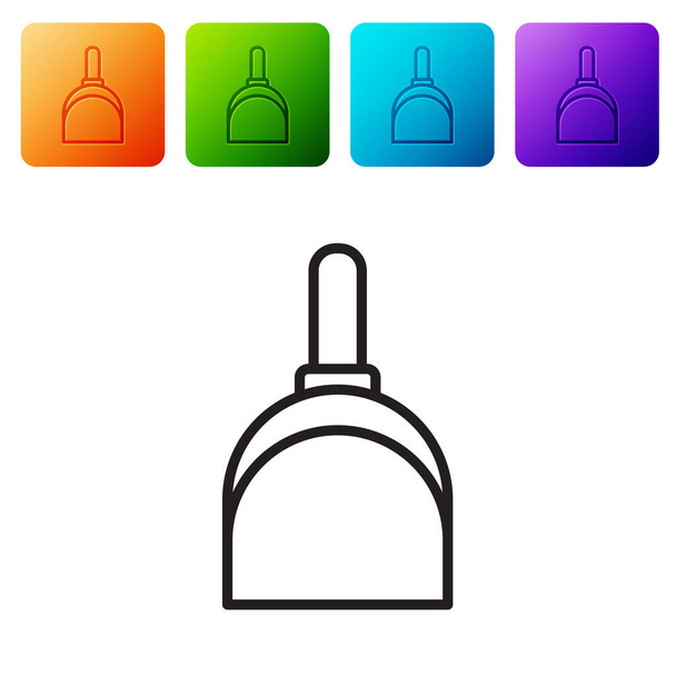 Black line Dustpan icon isolated on white background. Cleaning scoop services. Set icons in color square buttons. Vector Illustration - Vector, Image
