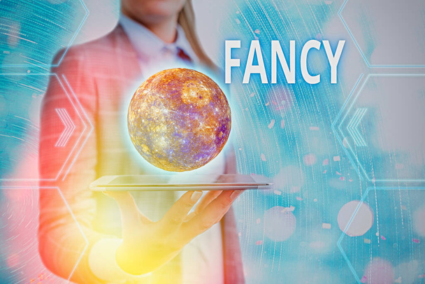 Word writing text Fancy. Business concept for a feeling of liking or attraction one that is superficial or transient Elements of this image furnished by NASA. - Photo, Image