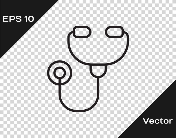 Czarna linia Stetoskop medyczny instrument ikona izolowany na przezroczystym tle. Ilustracja wektora - Wektor, obraz