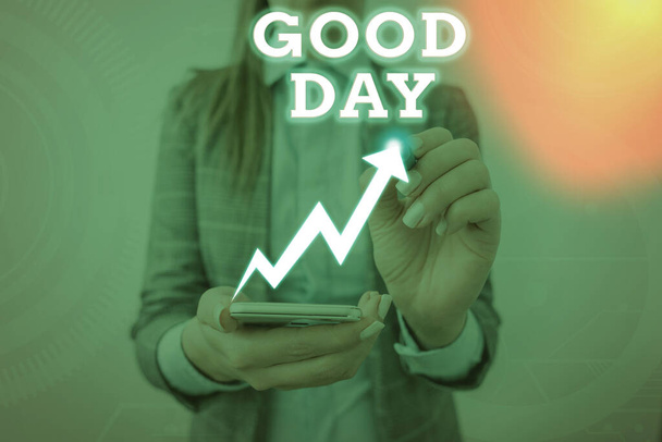 Conceptual hand writing showing Good Day. Business photo showcasing Enjoying the moment with great weather Having lots of fun. - Photo, Image