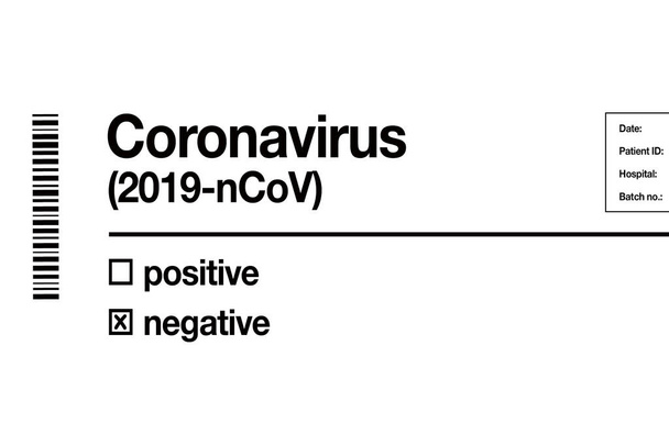 Wyniki testu koronawirusowego formularz szpitalny z kodem kreskowym i ujemnym polu zaznaczenia - Zdjęcie, obraz