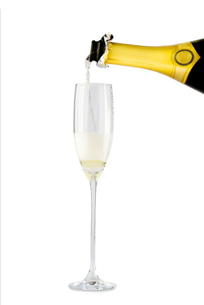 Champagne flow in glass - Foto, Imagen