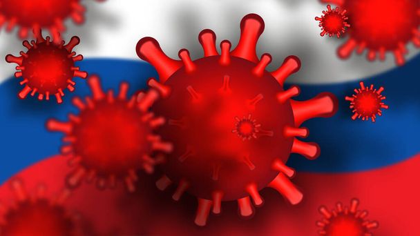 Coronavírus na Rússia tema. Raster papel de parede com a bandeira
 - Foto, Imagem