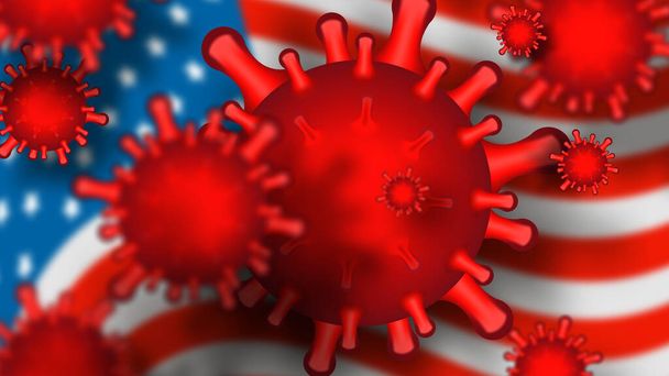 Coronavírus nos EUA tema. Papel de parede Raster com bandeira americana
 - Foto, Imagem