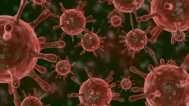 3D virus cells concept. Viral disease outbreak. Bacteria abstract background. Pathogen respiratory influenza. Flying Covid virus cells - Footage, Video