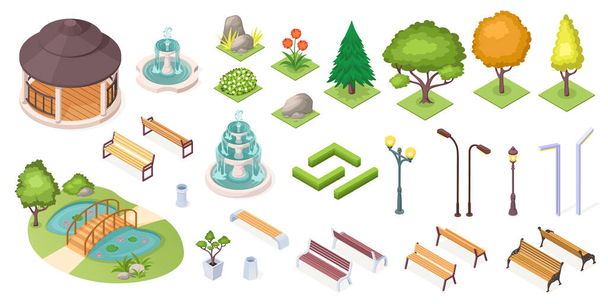 Паркові дерева, садовий ландшафтний ізометричний конструктор
 - Вектор, зображення