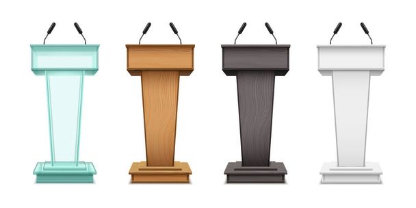 podium haut-parleur réaliste tribunes avec microphones
 - Vecteur, image