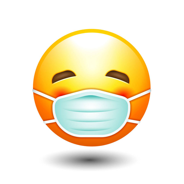 yellow face, face mask, emotion icon, vector - Vector, Image