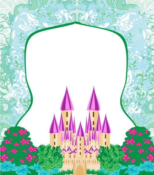 Kouzelná víla pohádka princezna hrad rám - Vektor, obrázek