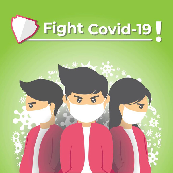 Taistele virusta vastaan. koronavirusten rokotekonsepti. Vektorikuvaustaistelu covid-19 corona virus
. - Vektori, kuva