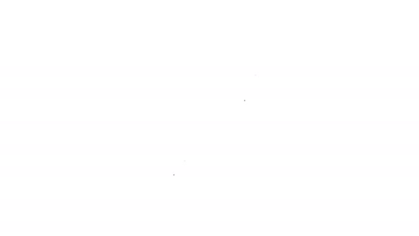 Linha preta Chinelos de borracha para ícone de natação isolados em fundo branco. Equipamento de mergulho. Desporto extremo. Equipamento desportivo. Animação gráfica em movimento de vídeo 4K - Filmagem, Vídeo
