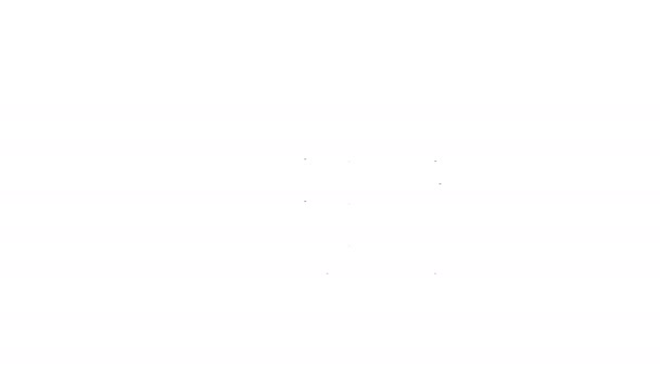 Černá čára Ikona záchranné vesty izolované na bílém pozadí. Ikona záchranné vesty. Extrémní sport. Sportovní vybavení. Grafická animace pohybu videa 4K - Záběry, video