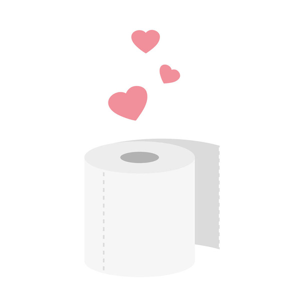 Rolle Toilettenpapier-Symbol mit Herzen - Vektor, Bild