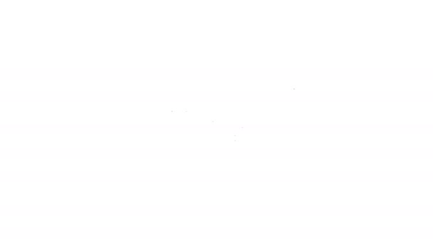 Musta viiva Jääkiekko tikkuja ja kiekko kuvaketta eristetty valkoisella pohjalla. Peli alkaa. 4K Video motion graafinen animaatio - Materiaali, video