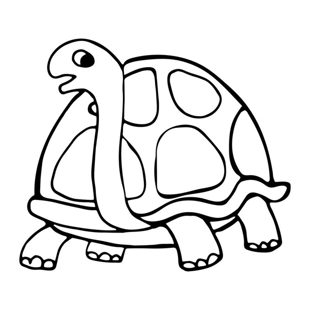 Sea Turtle Coloring Book. Hand drawing coloring book for children and adults. Beautiful drawings with patterns and small details. For anti-stress and children s coloring page, emblem or tattoo. - Vector, imagen