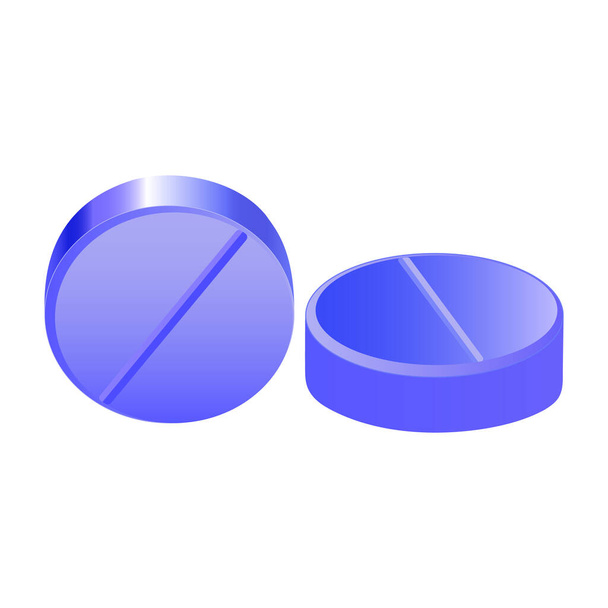 Two yellow shine round pills with cutting line on a white background - Vector, Image