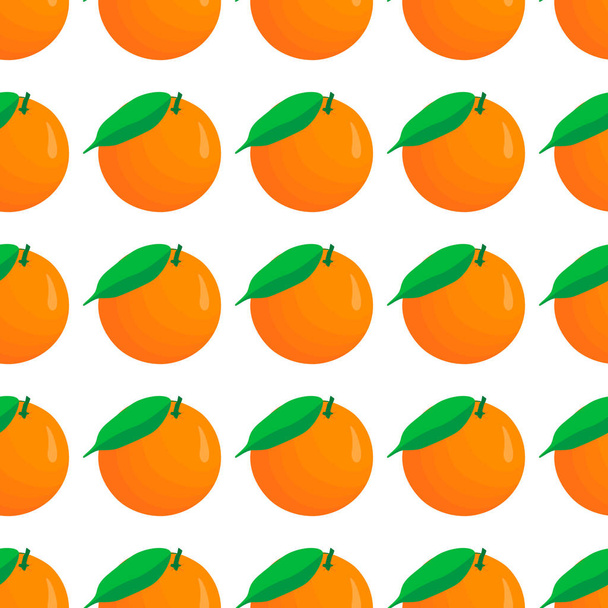 大きな色のシームレスオレンジをテーマにしたイラスト、シールのための明るいフルーツパターン。美しいシームレスリピートオレンジで構成されるフルーツパターン。シームレスオレンジからシンプルなカラフルなパターンフルーツ. - ベクター画像