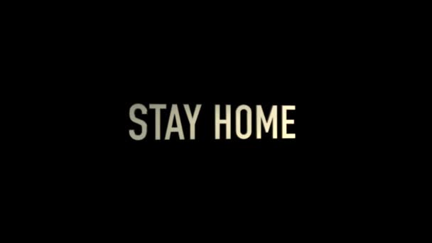 3D Animated stay home title auf schwarzem Hintergrund und goldenen Buchstaben - Filmmaterial, Video
