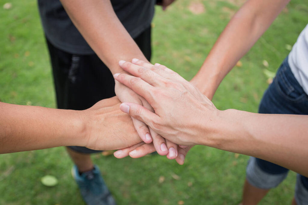 teamwork joining hands, good relationship, empower human. - Foto, afbeelding