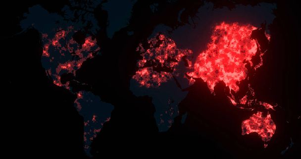 Mapa del mundo que muestra la incesante propagación de la pandemia del coronavirus Covid-19 a medida que el virus llega a todos los rincones del mundo
 - Foto, imagen
