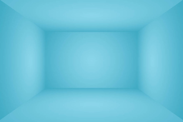 Αφηρημένη κλίση πολυτέλειας Μπλε φόντο. Λείο σκούρο μπλε με μαύρο βινιέτα Studio Banner. 3D Studio Room. - Φωτογραφία, εικόνα