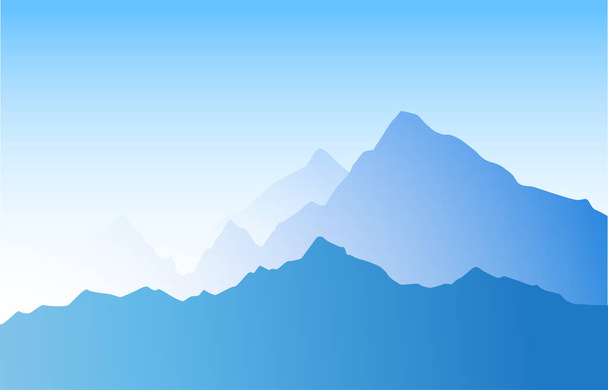 Berglandschaft blaue Farbe mit geschichteten Bergrücken. Nature Vector Illustration mit Kopierfläche für Travel Company - Vektor, Bild