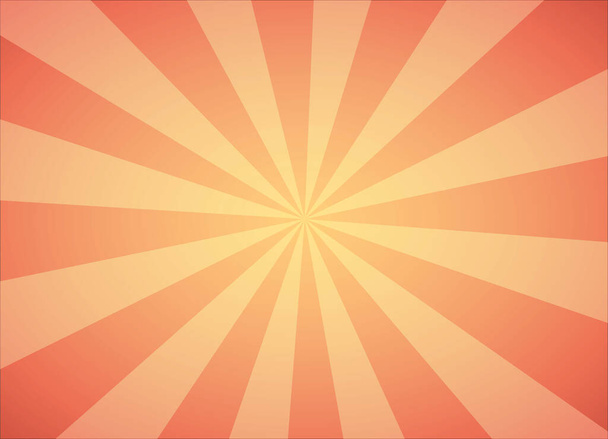 Sunburst Background with vintage rays, Warm orange Glow of sunset light. Vector colorful abstract wallpaper with copy space. - Vector, Image