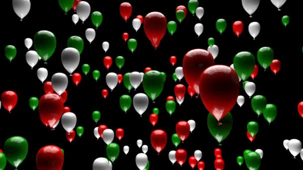 Zöld fehér piros léggömbök emelkedő Matte 3D animáció - Felvétel, videó