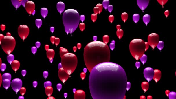 マット3Dアニメーションで上昇紫の赤い風船 - 映像、動画