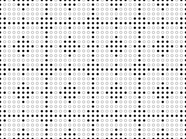 Pois circulaires monochromes noirs et blancs sans couture disposés dans un fond d'écran motif ethnique vintage
 - Vecteur, image