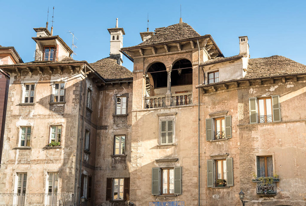 Historic buildings in the historic center of Domodossola, Verbano Cusio Ossola, Piedmont, Italy - Fotó, kép