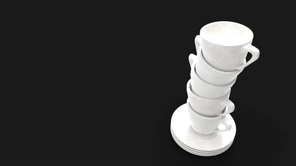 3D-Rendering von Kaffeetassen Becher Tee gestapelt Getränk Modell isoliert - Foto, Bild