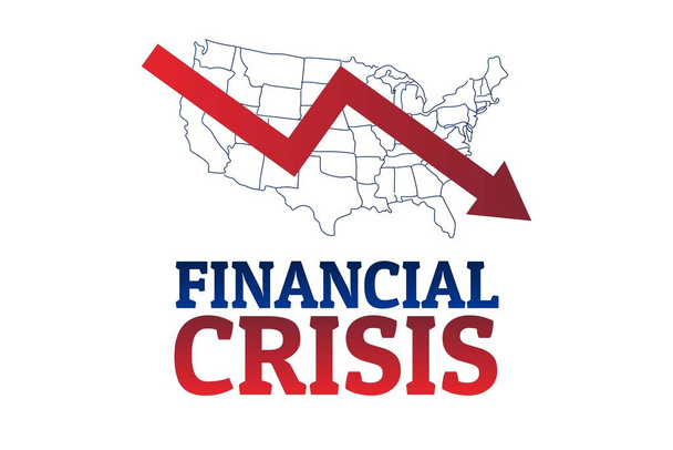 Finansal kriz konsepti. Arkaplan şablonu, afiş, yazılı poster. Vektör EPS10 illüstrasyonu - Vektör, Görsel