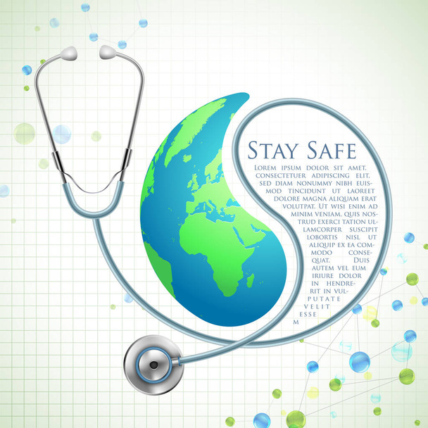 Contexte médical montrant la Journée mondiale de la santé avec stéthoscope autour de la Terre
 - Vecteur, image