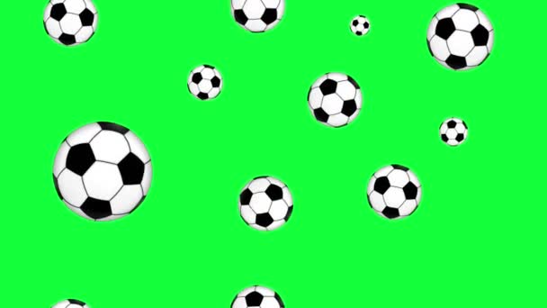 group of animated soccer balls elements seamless loop on green screen chroma key - Footage, Video
