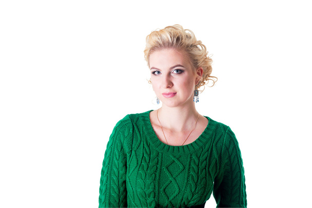 Young woman in green dress - Zdjęcie, obraz