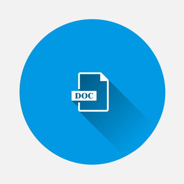 DOC icon. Downloads doc document icon on blue background. Flat image with long shadow. Layers grouped for easy editing illustration. For your design. - Vector, Image
