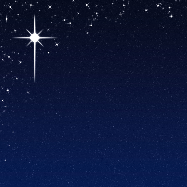 Estrela de Natal em uma noite estrelada céu fundo
 - Foto, Imagem