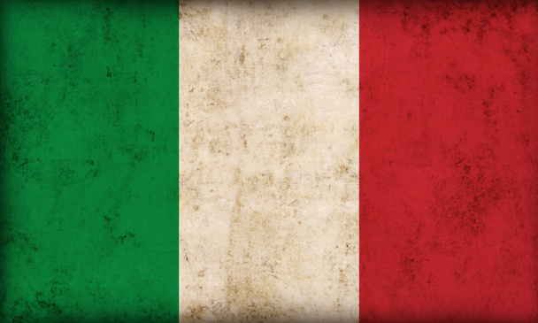Italian flag on grunge background - Photo, Image