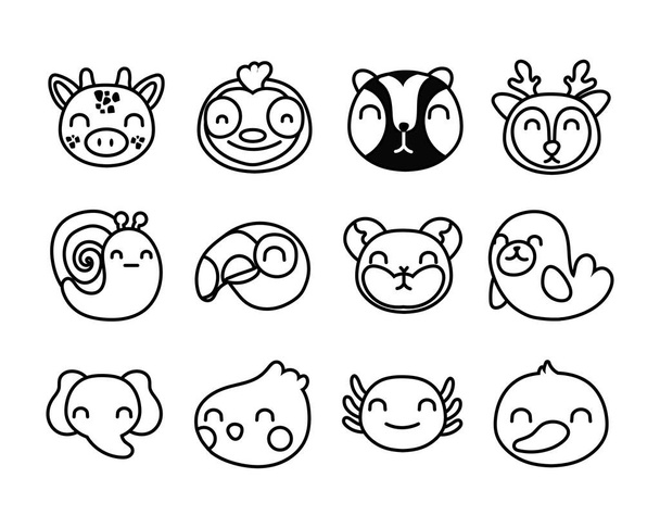 bundle of cute animals characters - Vector, Image