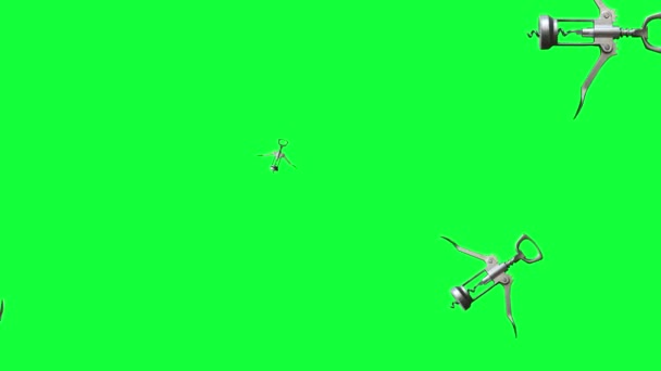 group of animated corkscrews elements, seamless loop on green screen chroma key - Footage, Video