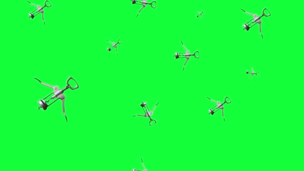 Animasyon tirbuşon elementleri grubu, yeşil ekran krom anahtar üzerinde pürüzsüz döngü - Video, Çekim