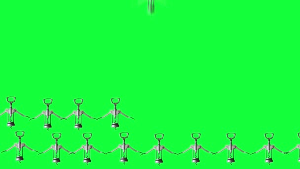 緑色の画面にアニメーションのコルクねじの要素のグループクロマキー - 映像、動画