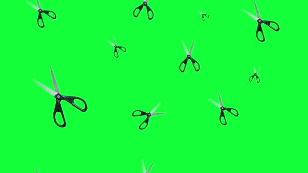 skupina animovaných nůžkových prvků, švadlová smyčka na zeleném displeji - Záběry, video
