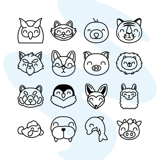 bundle of cute animals characters - Vector, Image