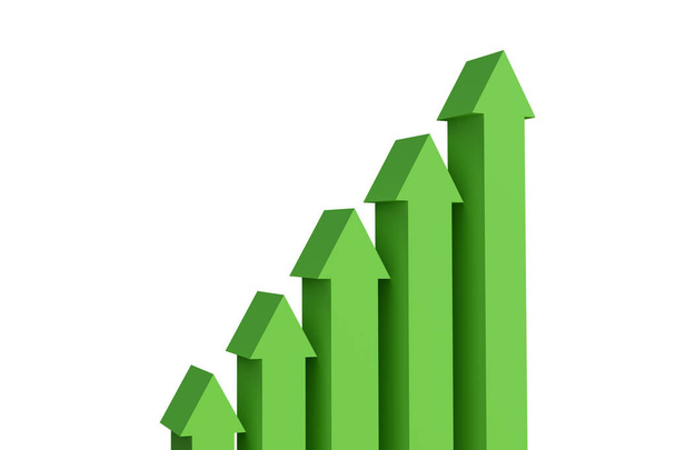 Growth charts with arrows - 3d rendering - Photo, Image