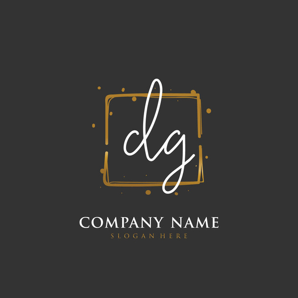 Написана вручну початкова літера DG для ідентифікації та логотипу. Шаблон векторного логотипу зі стилем почерку та підпису
. - Вектор, зображення