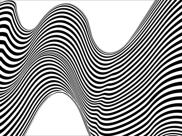 Αφηρημένο φόντο με ασπρόμαυρες ρίγες, φουτουριστικά κύματα. Γεωμετρικό μοτίβο. Εικονογράφηση διανύσματος - Διάνυσμα, εικόνα