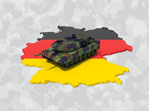 Главный танк Германии стоит на силуэте немецкой карты
 - Фото, изображение