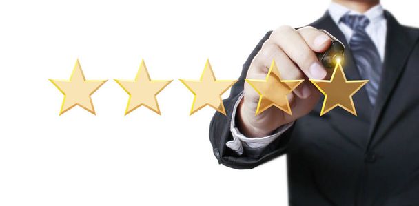 Hand draw five star rating. evaluation and review concepts - Photo, Image